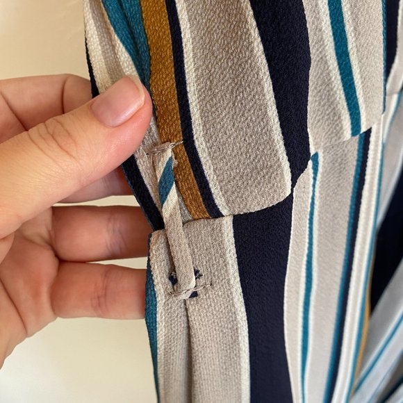 Monteau Striped Split Leg Spaghetti Strap Jumpsuit Size Large - Picture 7 of 8